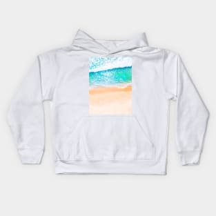 Blue sea waves, Calm blue ocean, Summer sky, Clear blue sky, Baby Blue, Water, Beach, Beach sand Kids Hoodie